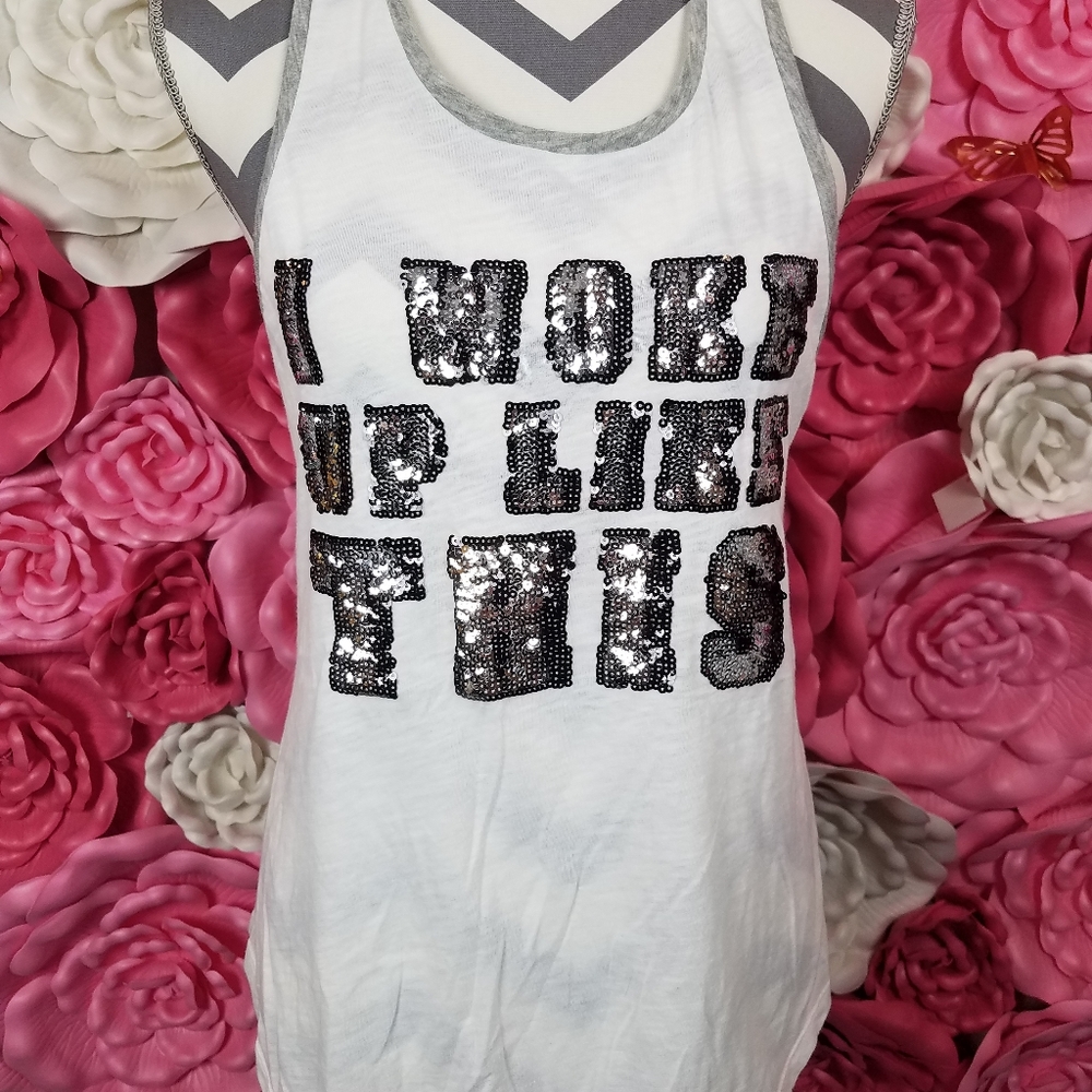 Victoria's Secret Pink- white sequin tank top